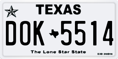 TX license plate DOK5514