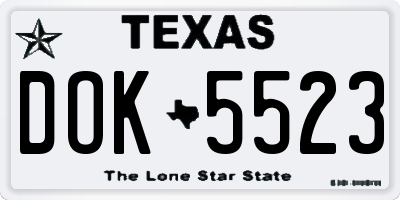 TX license plate DOK5523