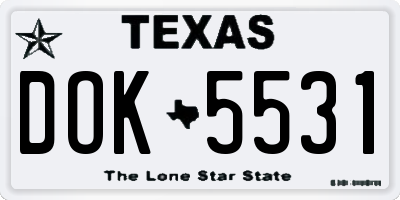 TX license plate DOK5531