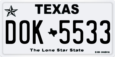 TX license plate DOK5533