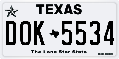 TX license plate DOK5534