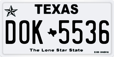 TX license plate DOK5536