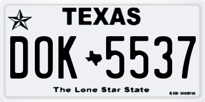 TX license plate DOK5537