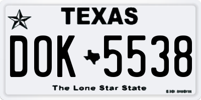 TX license plate DOK5538