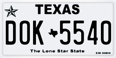 TX license plate DOK5540