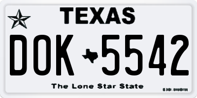 TX license plate DOK5542