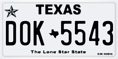 TX license plate DOK5543