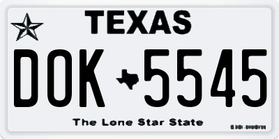 TX license plate DOK5545