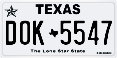 TX license plate DOK5547