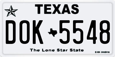 TX license plate DOK5548