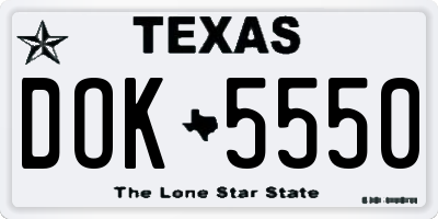 TX license plate DOK5550
