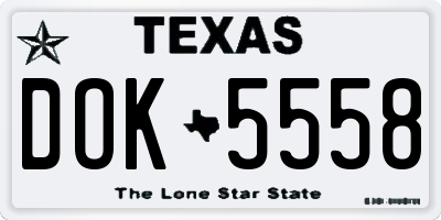 TX license plate DOK5558
