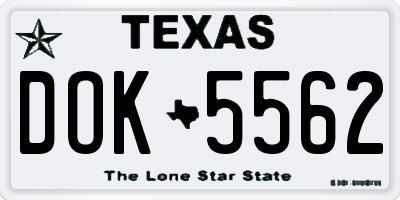 TX license plate DOK5562
