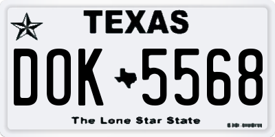 TX license plate DOK5568