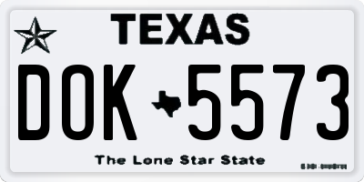 TX license plate DOK5573
