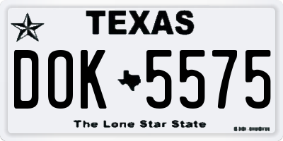 TX license plate DOK5575