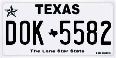 TX license plate DOK5582