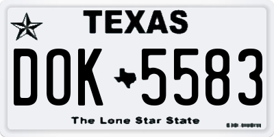 TX license plate DOK5583