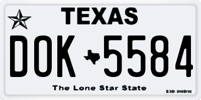 TX license plate DOK5584