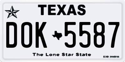 TX license plate DOK5587