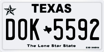 TX license plate DOK5592
