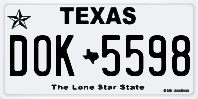 TX license plate DOK5598