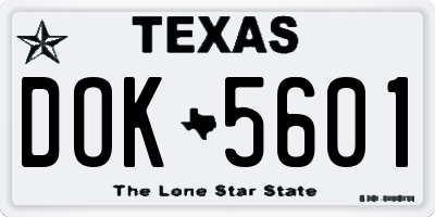 TX license plate DOK5601