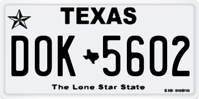 TX license plate DOK5602