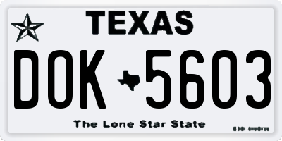 TX license plate DOK5603