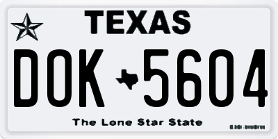 TX license plate DOK5604