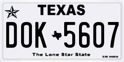 TX license plate DOK5607
