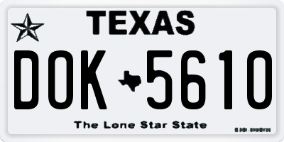 TX license plate DOK5610