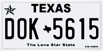 TX license plate DOK5615