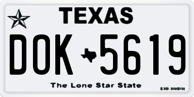 TX license plate DOK5619