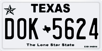 TX license plate DOK5624