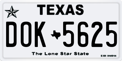 TX license plate DOK5625