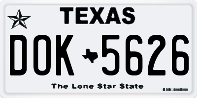 TX license plate DOK5626