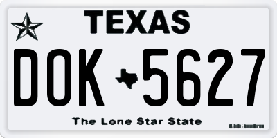 TX license plate DOK5627