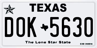 TX license plate DOK5630