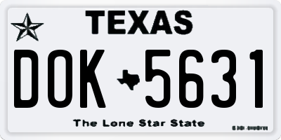 TX license plate DOK5631