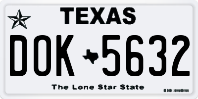 TX license plate DOK5632