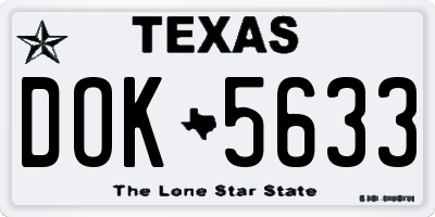 TX license plate DOK5633