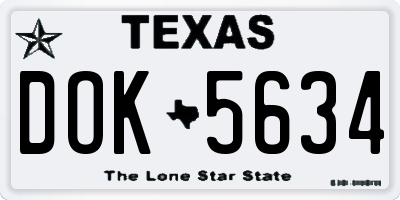 TX license plate DOK5634