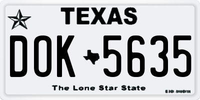 TX license plate DOK5635