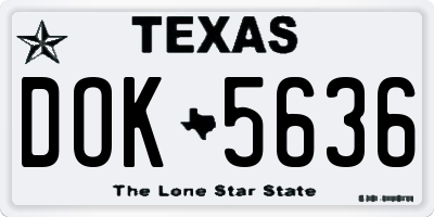 TX license plate DOK5636