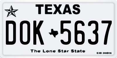 TX license plate DOK5637