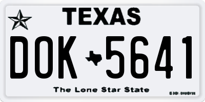 TX license plate DOK5641