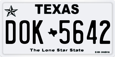 TX license plate DOK5642