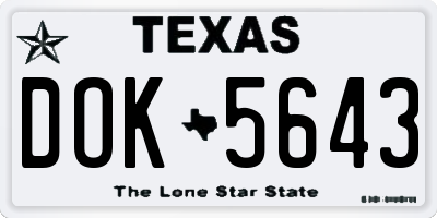 TX license plate DOK5643