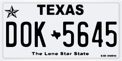 TX license plate DOK5645